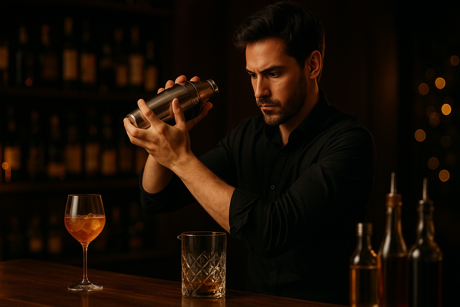 Bartender crafting a cocktail